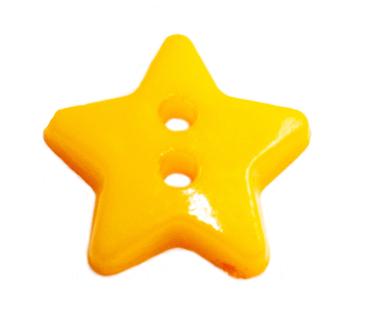 Kinderknopf als Stern aus Kunststoff in dunkelgelb 14 mm
